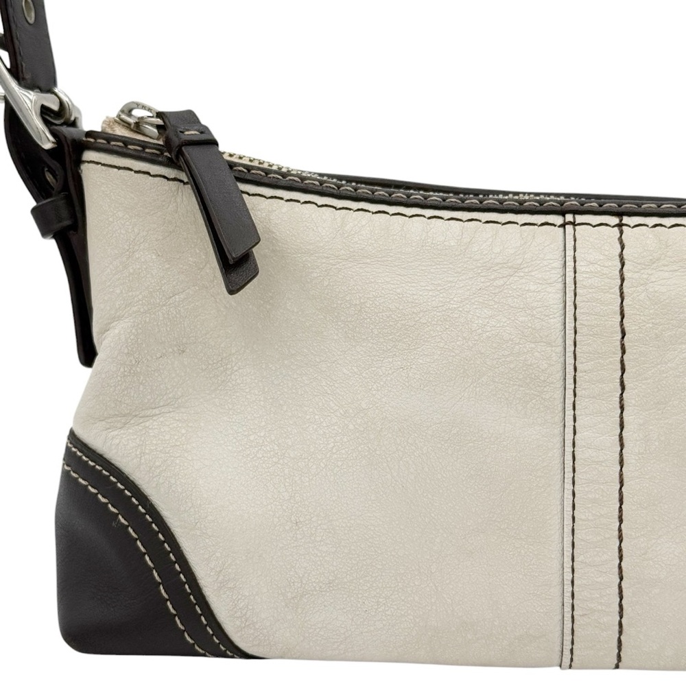 Coach 2007 Hamptons Cream Brown Leather Demi Baguette Mini Shoulder Bag F11195 - Picture 3 of 14